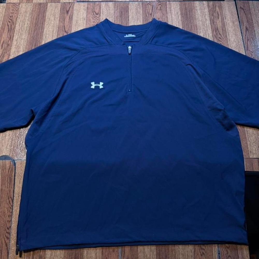 Under Armour Blue Retro Tech Sportswear Baseball Shirt Large